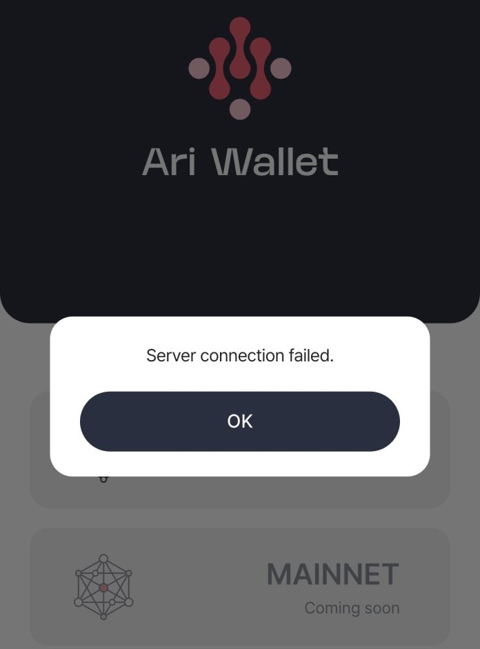 Resolve Server Connection Failed on Ari Wallet Resolve Server Connection Failed on Ari Wallet
